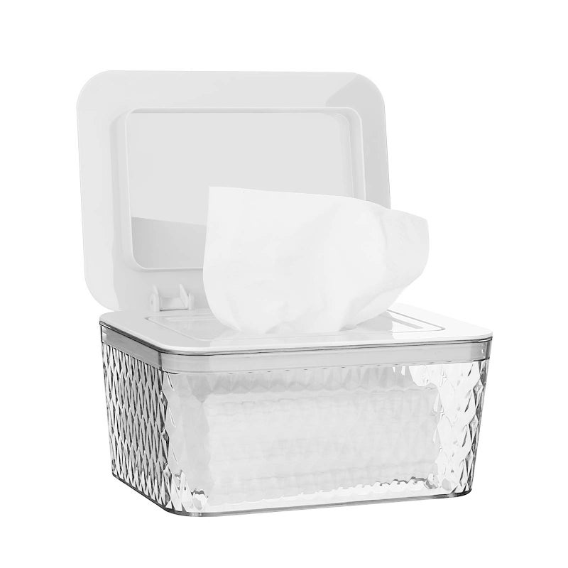 Whiidoom Wipes Dispenser  One-Handed Operation Wipe Holder for Baby & Adult  Seal-Designed Wipes Container for Bathroom Keep Diaper Wipes Fresh (White) - Image 1